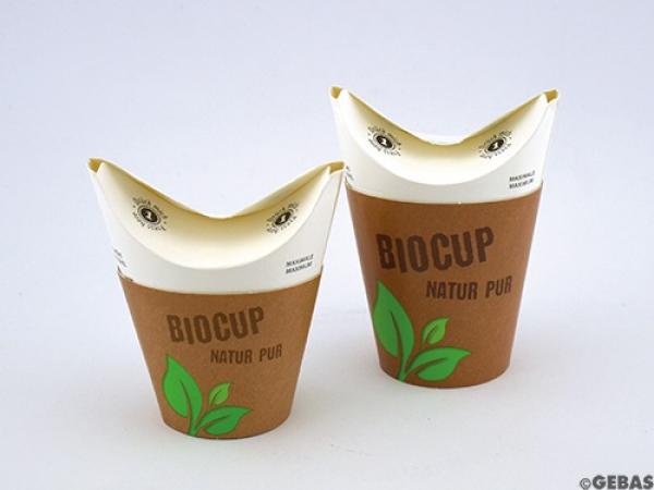 BioCup "Butterfly" 200 ml mit Zuckerrohrbeschichtung
